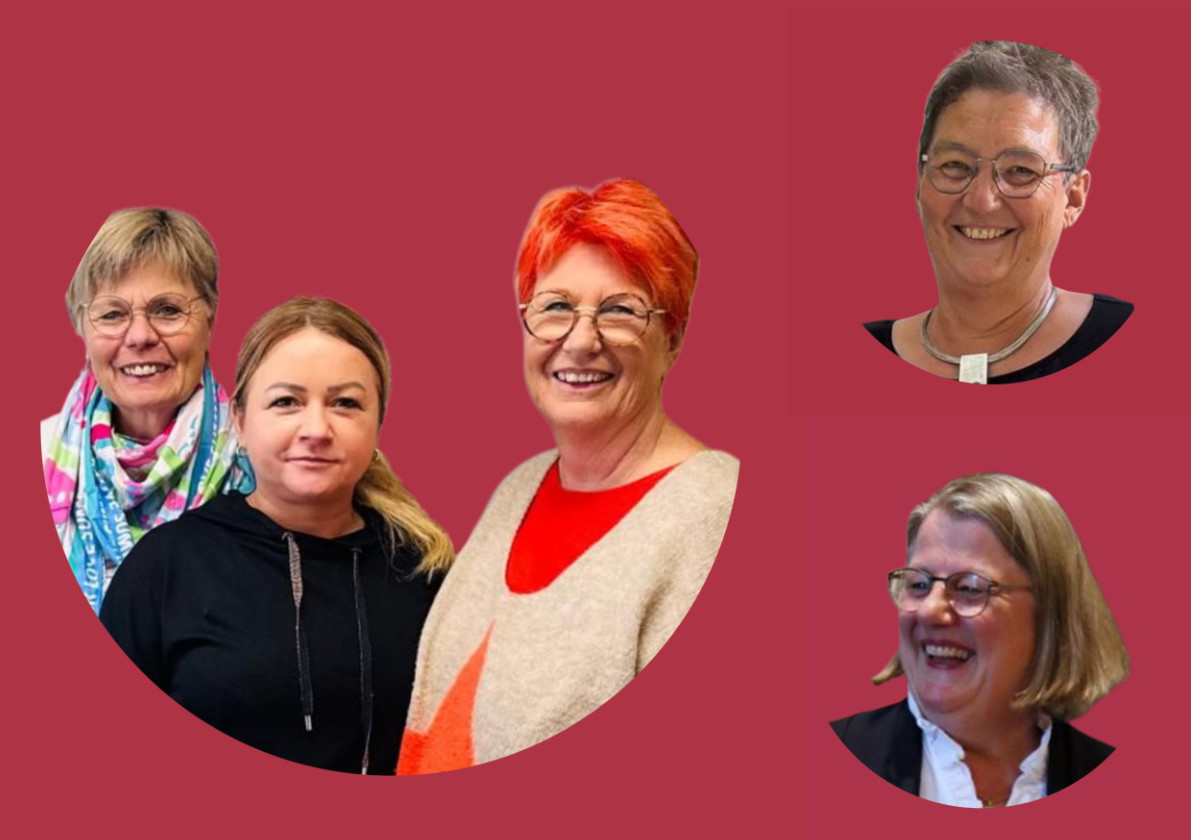 Die SkF-Leitung, v.l.: Anette Sellmann, Patrycja Mathea, Helena Lewis-Cronshage (1. Vorsitzende SkF Rat), o.r: Ute Stockhausen (Vorständin), u.r.Irmgard Sandfort (Geistliche Begleitung)